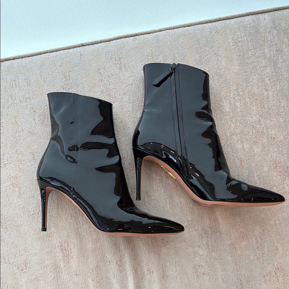 Elegant Black Patent Leather Ankle Boots
